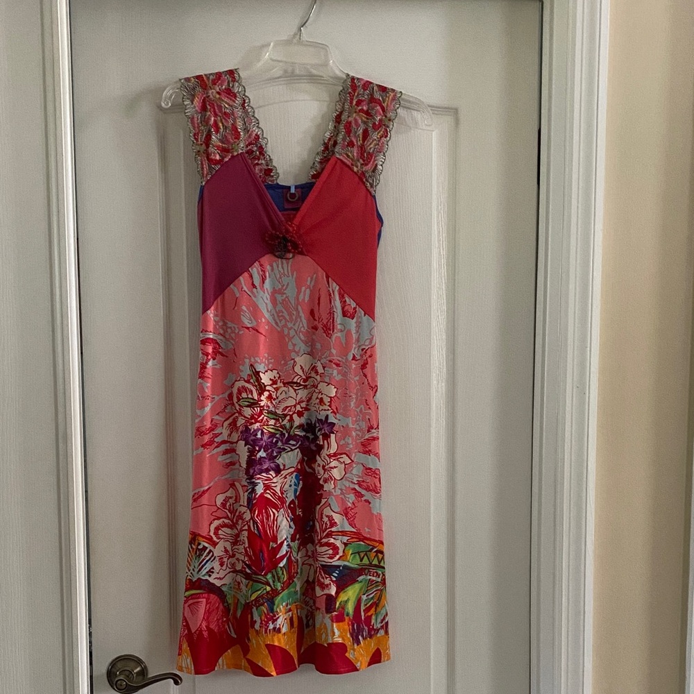 Save The Queen Pink and Red Floral Midi Dress